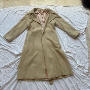 100% Cashmere Elegant Tan Women's long trentchCoat